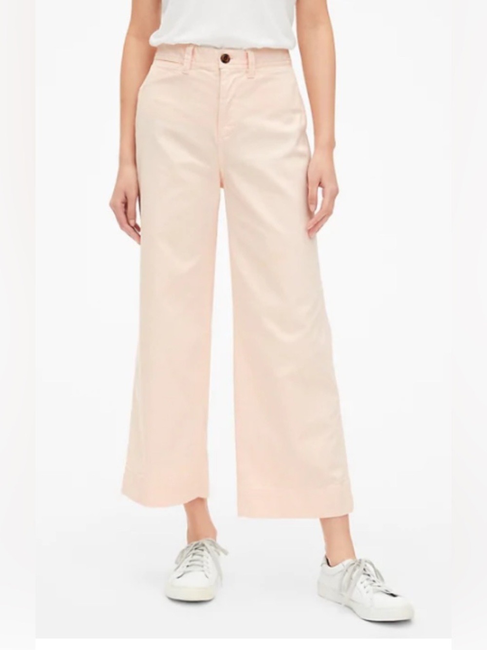 Gap high rise Wide Leg Cropped Pants in Pale Blush
